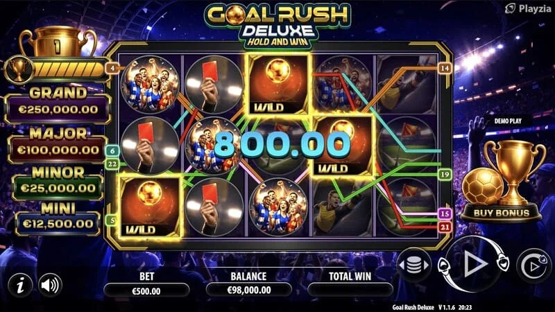 Goal Rush Deluxe - বেসিক গেম, একটি বিজয়ী লাইন বাদ দিচ্ছে